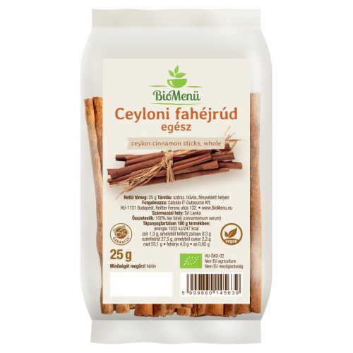 BioMenü BIO CEYLONI FAHÉJRÚD egész 25 g