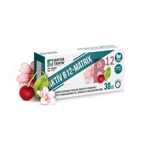 Natur Tanya® Aktív B12-Mátrix 1000mcg 30 db rágóct, vadcseresznye ízű