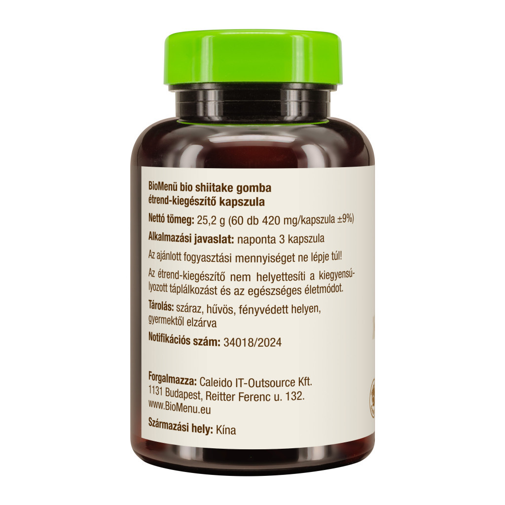 BioMenü BIO SHIITAKE gomba kapszula 60 db