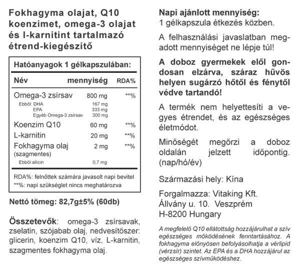 Vitaking Cardiolic (60) lágykapszula Halolaj + Q10 + L-karnitin + Fokhagyma Vitaking Cardiolic (60) lágykapszula Halolaj + Q10 + L-karnitin + Fokhagyma