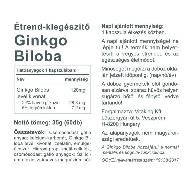 Vitaking Ginkgo Forte 120mg (60) kapszula